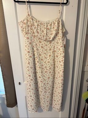 JustFab Cream Dress with Pink Floral Print